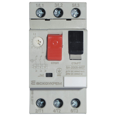Автоматичний вимикач захисту двигуна УКРЕМ ВА-2005 М07