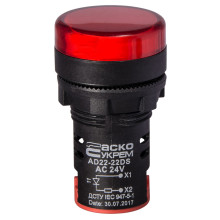 Сигнальна арматура AD22-22DS червона 24V АC/DC Сигнальна арматура AD22-22DS червона 24V АC/DC