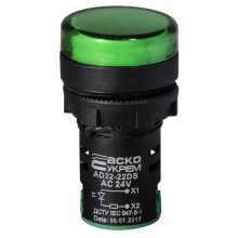 Сигнальна арматура AD22-22DS зелена 24V АC/DC Сигнальна арматура AD22-22DS зелена 24V АC/DC