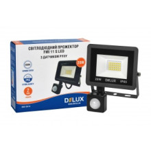 Прожектор світлодіодний DELUX_FMI 11 S LED_20Вт_6500K_IP65_с датч. руху чорний