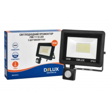 Прожектор світлодіодний DELUX_FMI 11 S LED_30Вт_6500K_IP65_с датч. руху чорний