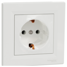 Розетка з контактом, що заземлює, Asfora (білий)