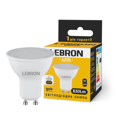 Лампа LED LEBRON L-MR16, 7W, 220V, GU10, 4100K, 630Lm