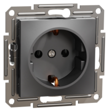Розетка з контактом, що заземлює, Asfora (антрацит) 