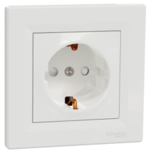 Розетка з контактом, що заземлює, з захисними шторками, Asfora (білий) 