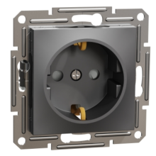 Розетка з контактом, що заземлює, з захисними шторками, Asfora (антрацит)