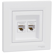 Розетка комп'ютерна подвійна, 2*RJ45, кат. 5e, 125 МГц, Asfora білий