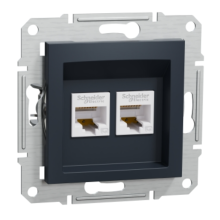 Розетка комп'ютерна 2-а, 2*RJ45, кат. 5e,  антрацит, 