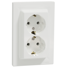 Розетка 2-а з заз. Asfora біл. EPH9900121